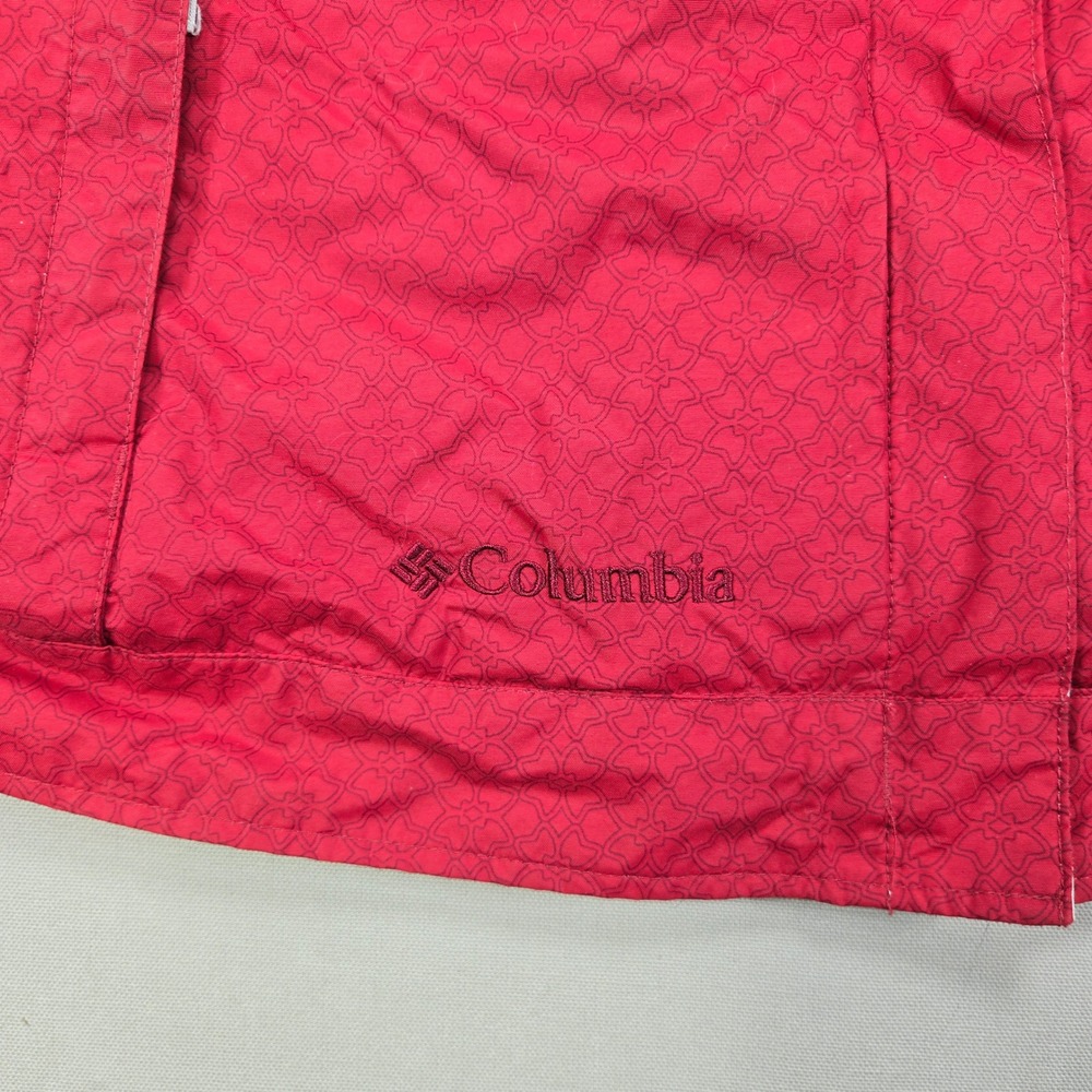 Columbia Ski Jacket Hooded Water Resistant Geometric Red White Womens Size S - Picture 3 of 9